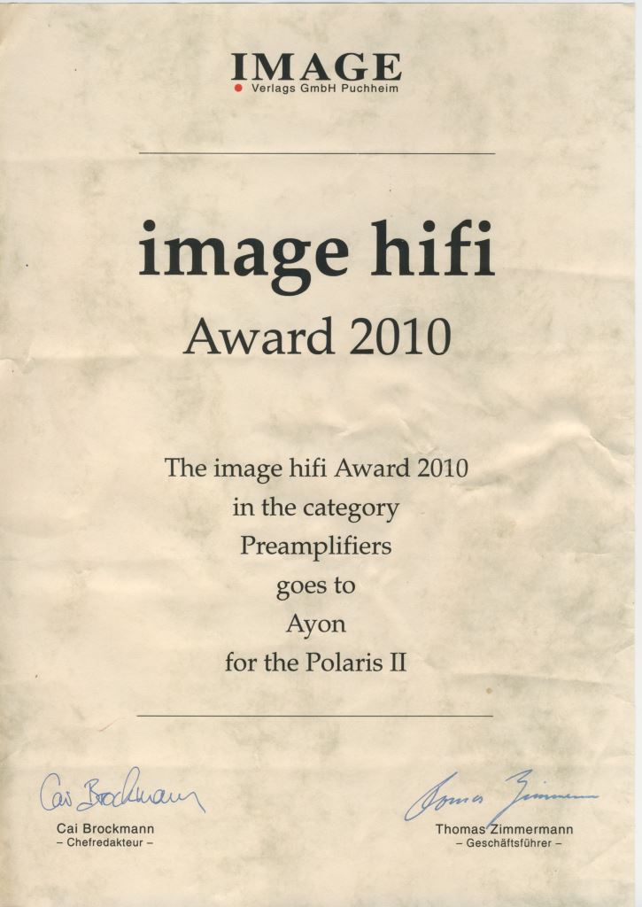 Ayon Polaris II_ Image Hifi - Award 2010