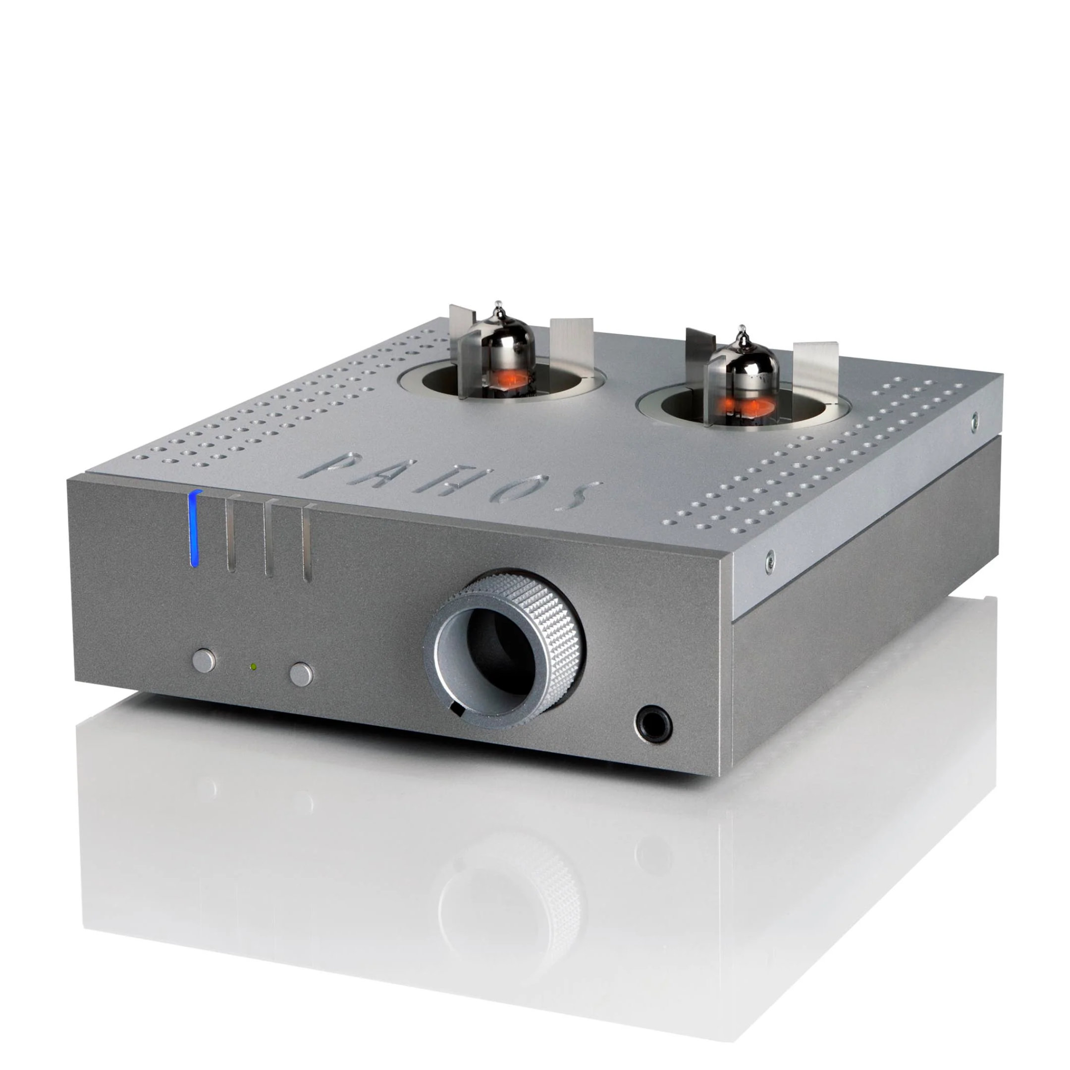 Pathos Aurium Headphone Amplifier silver - front angle - web Pathos Aurium Headphone Amplifier